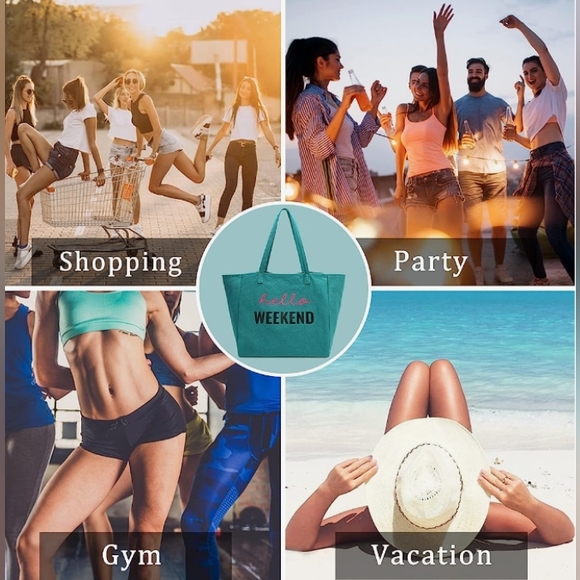 See Updated listing Max offer's Hello Weekend Pink Word print Large Totebag - Picture 13 of 15